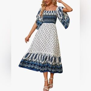 White Maxi Sundress with Bishop Sleeves